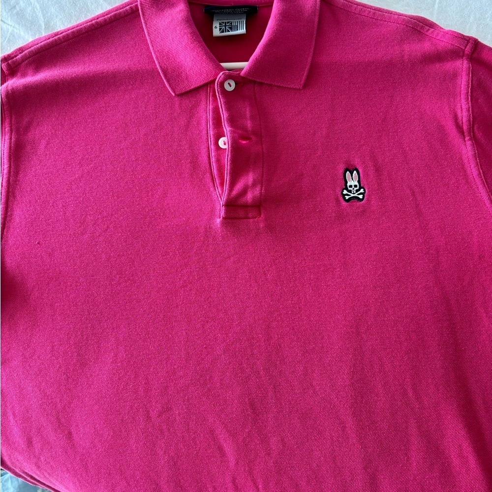 Men’s Psycho Bunny hot pink shirt. Size 6(XL)